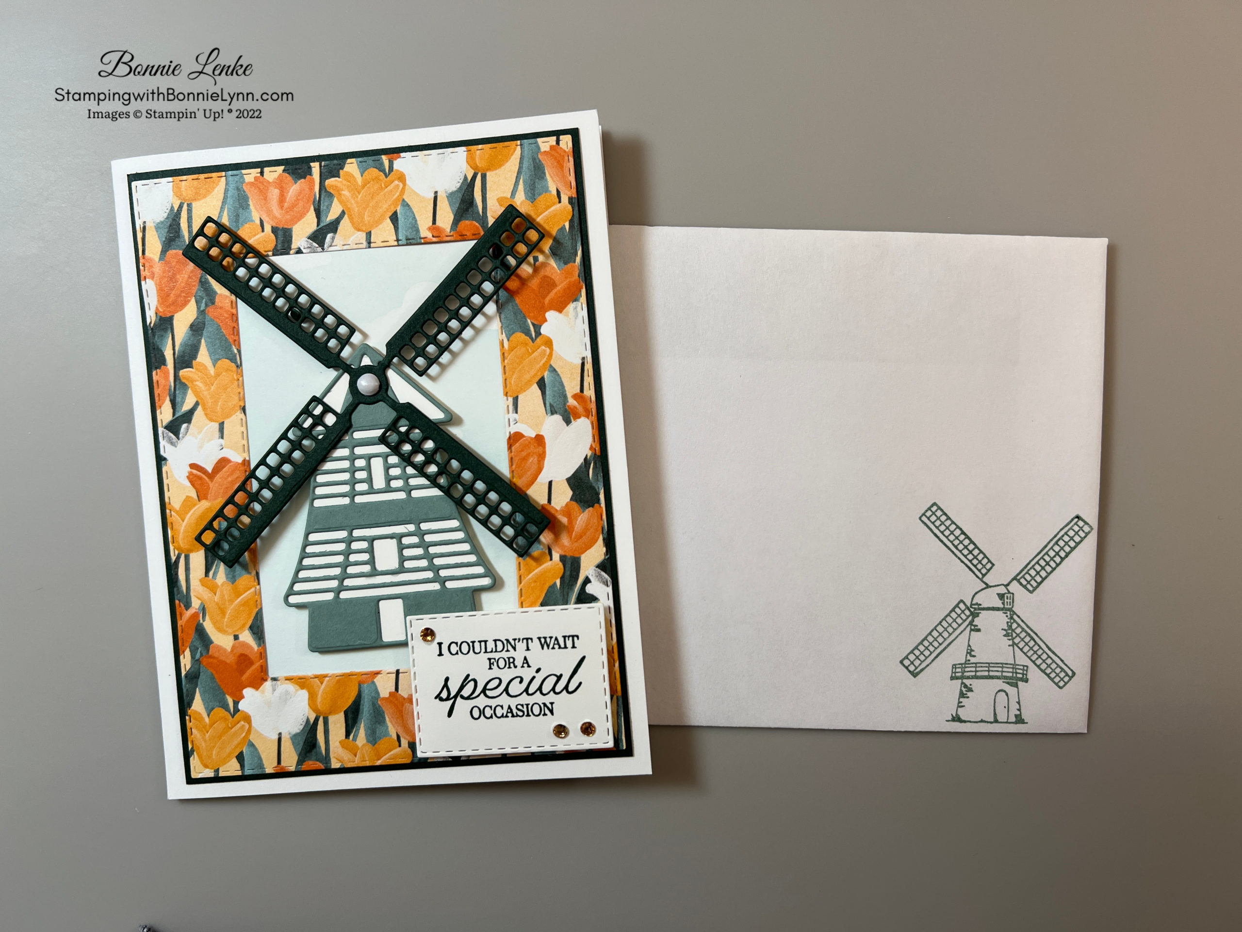 TULIP FIELDS WINDMILL CARD